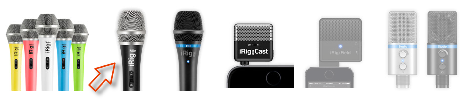 Mikrofony iRig (po prawej zapowiadane modele)