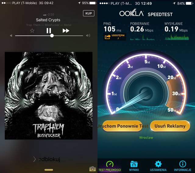 Kiepski sygnał 3G i muzyka metalowa w Apple Music